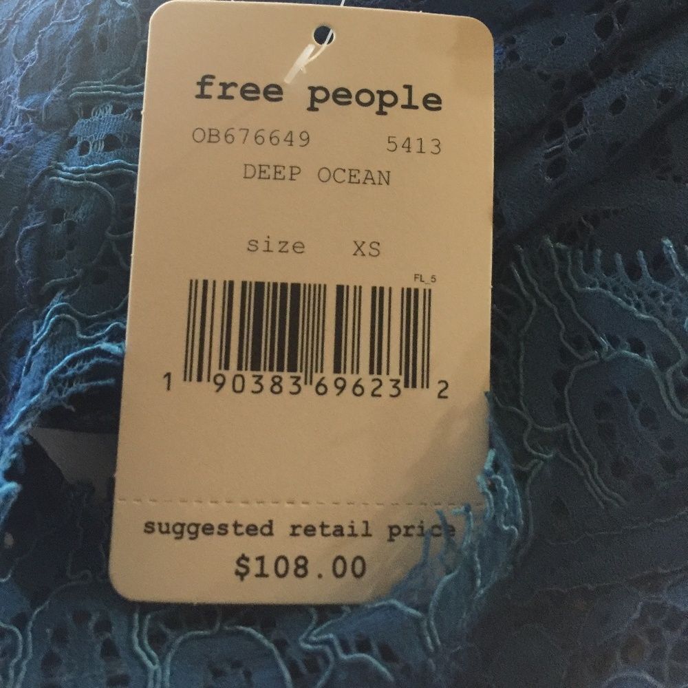 NWT $108 Free People Sz XS Deep Ocean Blue Dress - Picture 5 of 5